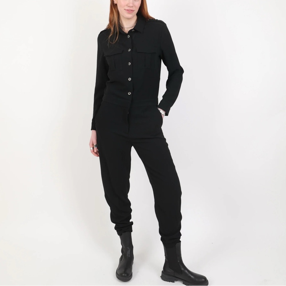 THE KOOPLES Grey Military Style Jumpsuit Romper  Workwear Utility, Womens sz xs